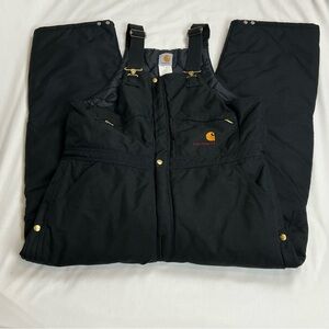 CARHARTT R12 BLK 40x30 Union Made In USA Arctic Lined Bib Coveralls SUPER CLEAN!